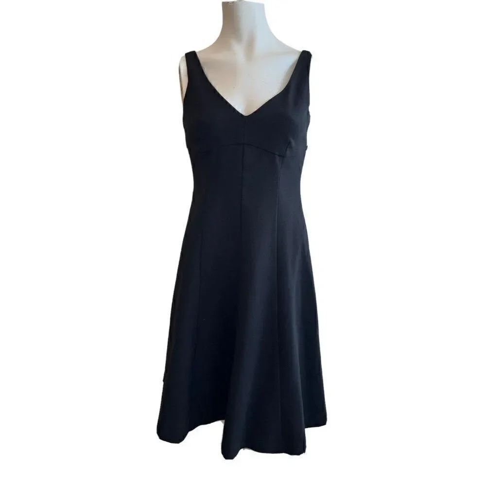 Women's 00 Black Sleeveless Dress Vintage Loft Gold Zipper in Back Fit Flare